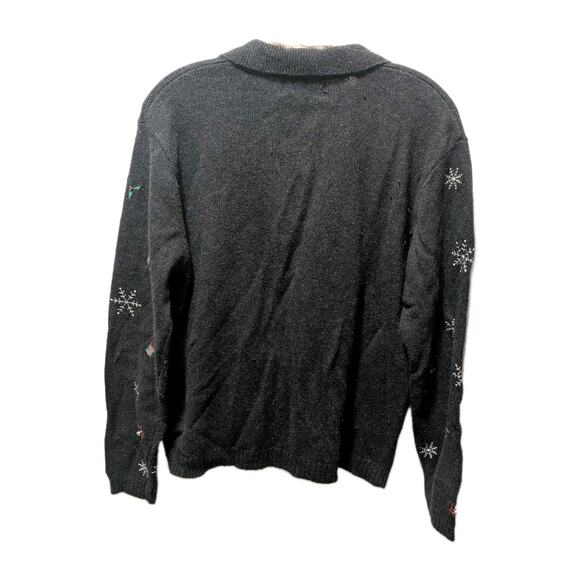 Studio Works Christmas Sweater Womens M Embroidered Embellished Holiday Cardigan - Picture 5 of 8